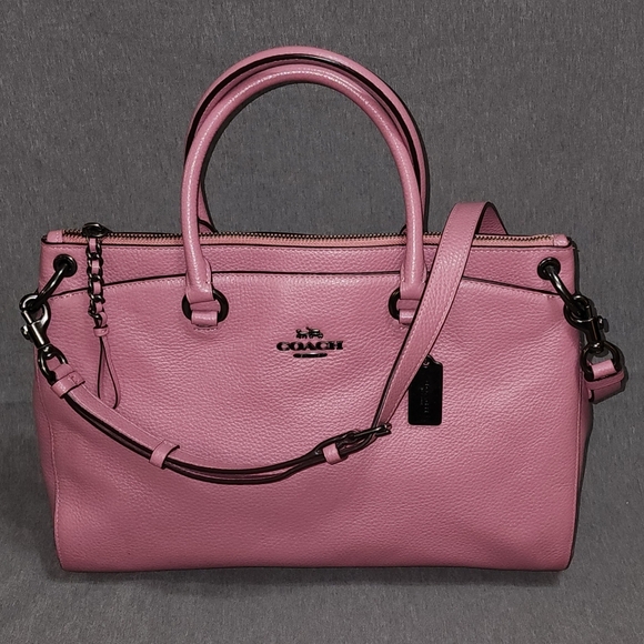 Coach Handbags - COACH Mia Pink Rose Leather Satchel/Crossbody, Like New